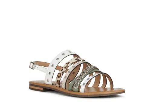 Sandalo donna a fascia larga in pelle nabukata