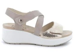 Sandalo donna con cinturini incrociati e fascia con strappo