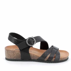 Sandalo donna con cinturini incrociati nero