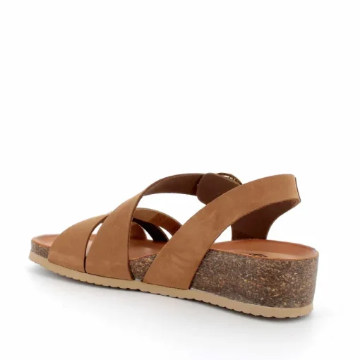 Sandalo donna con cinturini incrociati brandy