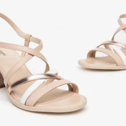 Sandalo donna con cinturini incrociati e tacco largo
