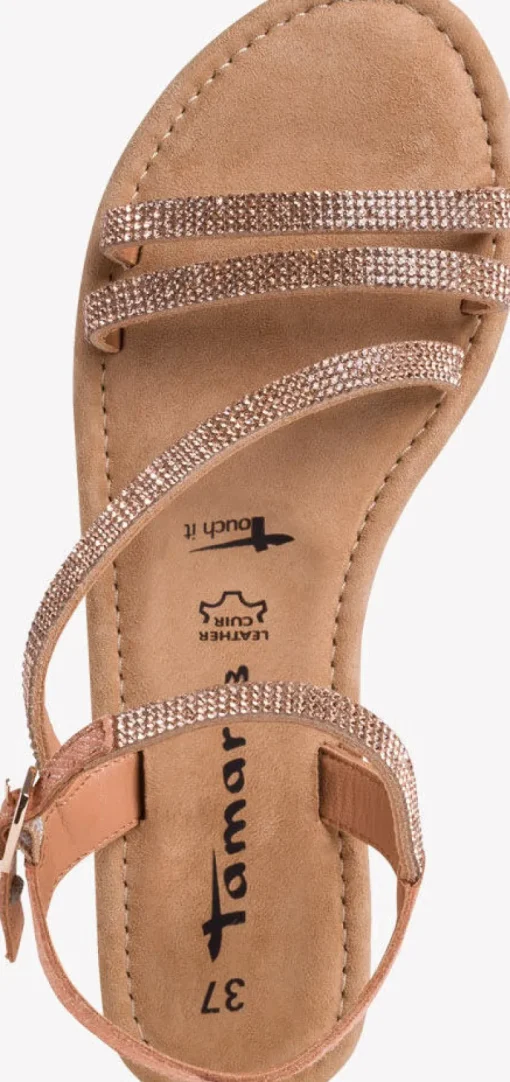 Sandalo donna con fascette glitterate