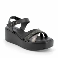 Sandalo donna con plateau  e cinturini incrociati