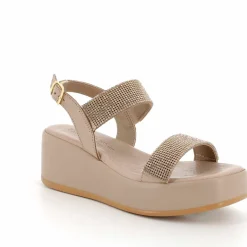Sandalo donna con plateau e 2 fasce glitterate