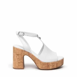 Sandalo donna con plateau e tacco largo effetto sughero copia