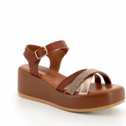 Sandalo donna con plateau  e cinturini incrociati