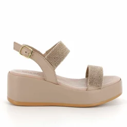 Sandalo donna con plateau e 2 fasce glitterate