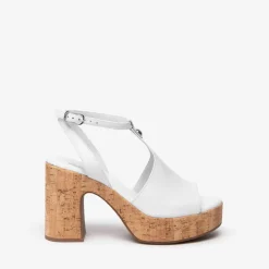Sandalo donna con plateau e tacco largo effetto sughero copia