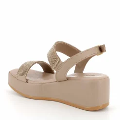 Sandalo donna con plateau e 2 fasce glitterate