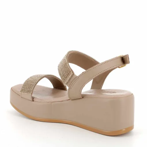 Sandalo donna con plateau e 2 fasce glitterate