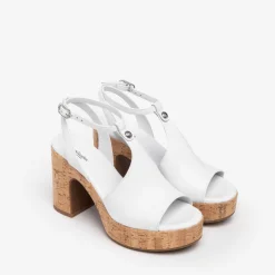 Sandalo donna con plateau e tacco largo effetto sughero copia