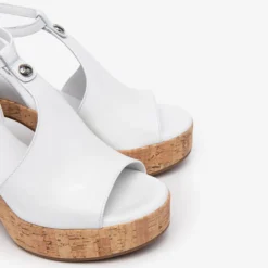 Sandalo donna con plateau e tacco largo effetto sughero copia