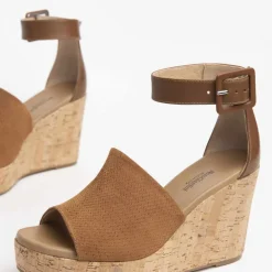 Sandalo donna in Camoscio con Zeppa effetto sughero