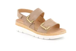 Sandalo donna in nabuk taupe