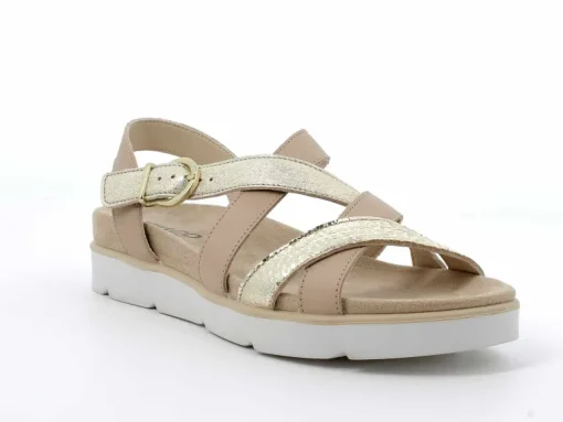 Sandalo donna in pelle con cinturini incrociati