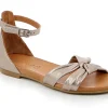 Sandalo donna in pelle peltro