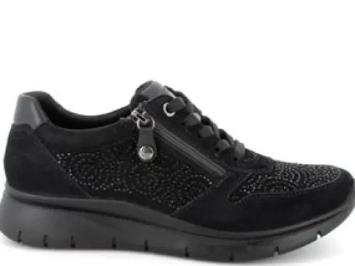 Scarpa bassa donna in camoscio con lacci e cerniera