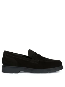 Slip-on mocassino uomo in pelle scamosciata e passante