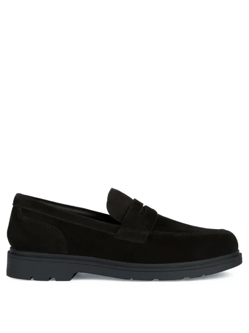 Slip-on mocassino uomo in pelle scamosciata e passante