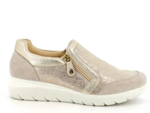 Sneakers con Cerniera Laterale  platino