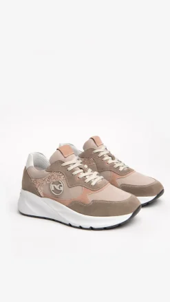 Sneakers Donna Bicolor in Camoscio con Lacci