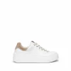Sneakers donna con in pelle con lacci e brillantini