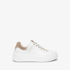 Sneakers donna con in pelle con lacci e brillantini
