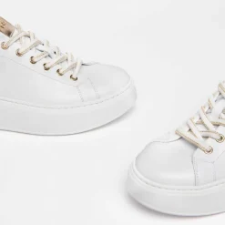Sneakers donna con in pelle con lacci e brillantini