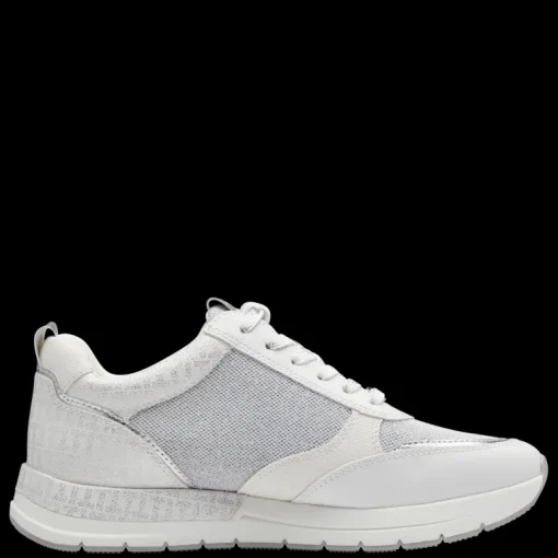 Sneakers donna con lacci e cerniera laterale mix di tessuto e sintetico