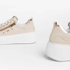 Sneakers donna con lacci e cerniera esterna