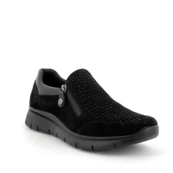 Sneakers Donna in Camoscio con Cerniera Latrale Nero