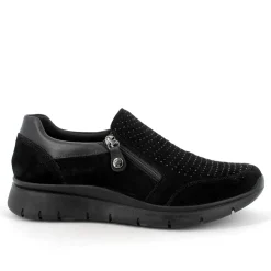 Sneakers Donna in Camoscio con Cerniera Latrale Nero