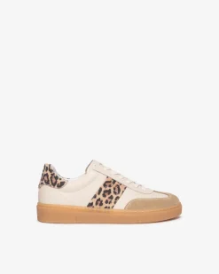 Sneakers donna in pelle con dettaglio maculato