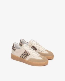 Sneakers donna in pelle con dettaglio maculato
