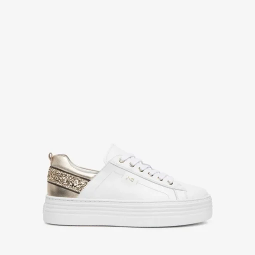 Sneakers donna  in pelle con lacci