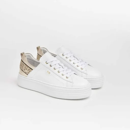 Sneakers donna  in pelle con lacci