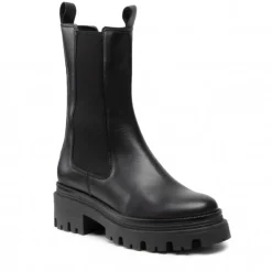 Stivaletto Con Elastici Laterali in Pelle Nero