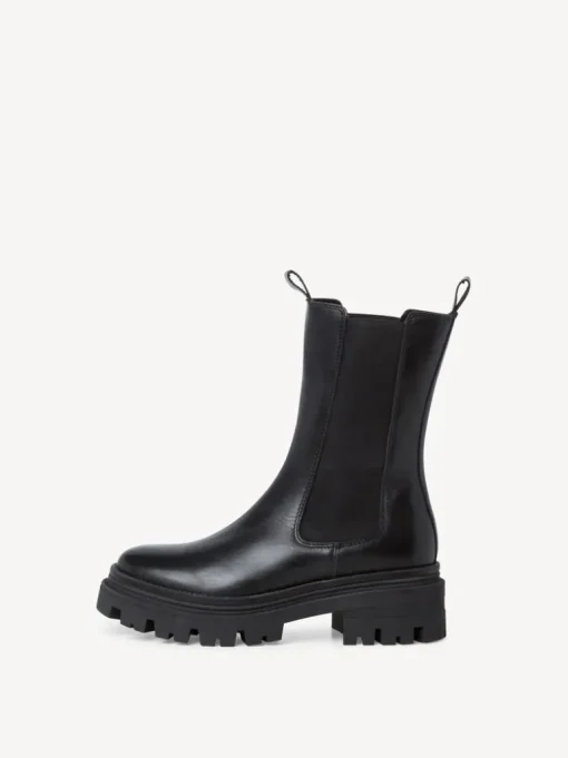 Stivaletto Con Elastici Laterali in Pelle Nero