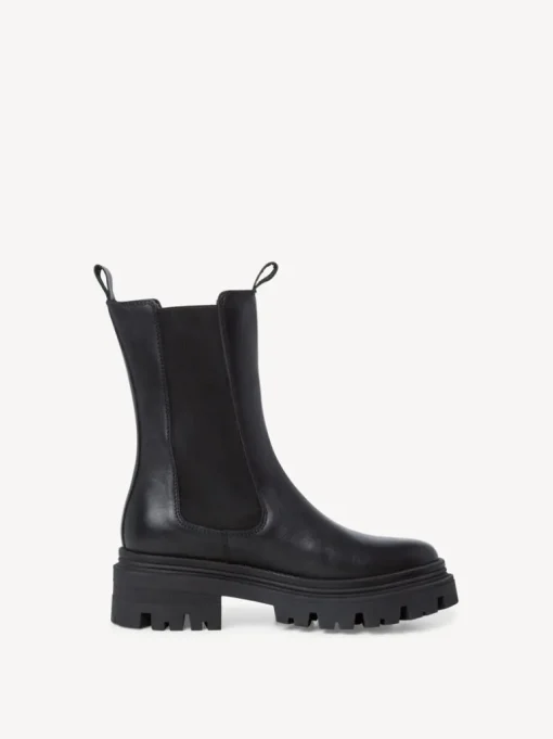 Stivaletto Con Elastici Laterali in Pelle Nero