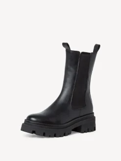 Stivaletto Con Elastici Laterali in Pelle Nero