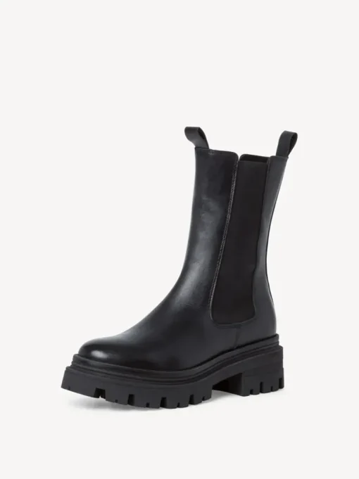 Stivaletto Con Elastici Laterali in Pelle Nero