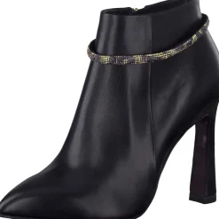 Stivaletto  in Pelle Con  Catena e Cerniera Laterale Nero