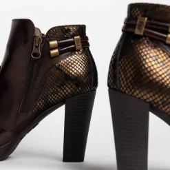 Stivaletto in Pelle Con Tallone effetto Pitone